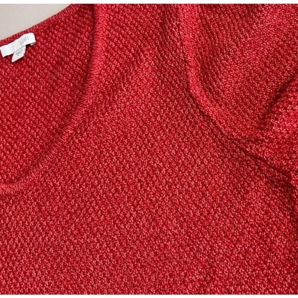 J Jill V Neck Sweater Womens Size Medium Waffle Knit Pullover Cotton Blend Red - Picture 4 of 9